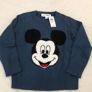 NWT Baby GAP Disney Blue Knit Sweater with Mickey Mouse, size 4.